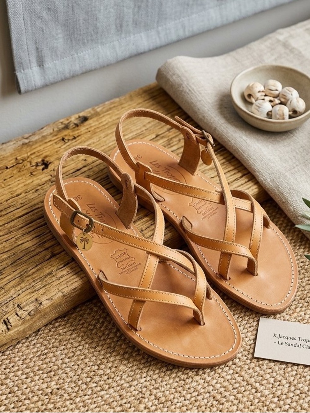 La Mode Givoise Made in France Leather Strappy Sandals 38 US 7.5-8 Minimal Chic